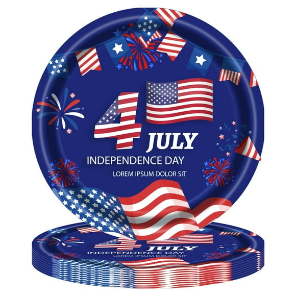 4th Of July Paper Plates Heavyweight White Dinnerware With Patriotic Designs For Parties BBQ And Holiday round Tall Kitchen Table Set round Table Dining Set for 4 under 300 Dinner Table Set for 4