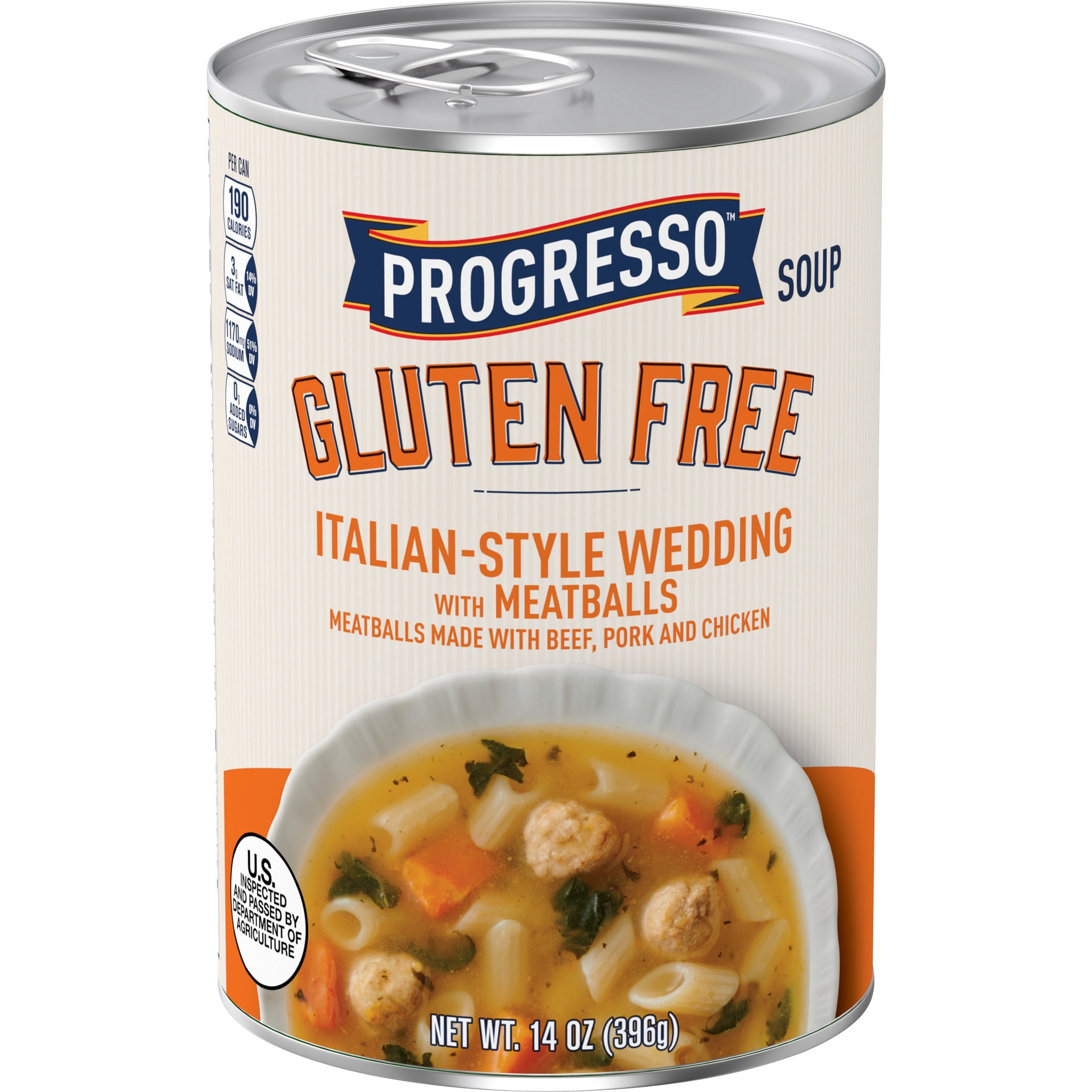 (2 pack) Progresso Gluten Free Italian-Style Wedding With Meatballs Canned Soup, 14 oz.