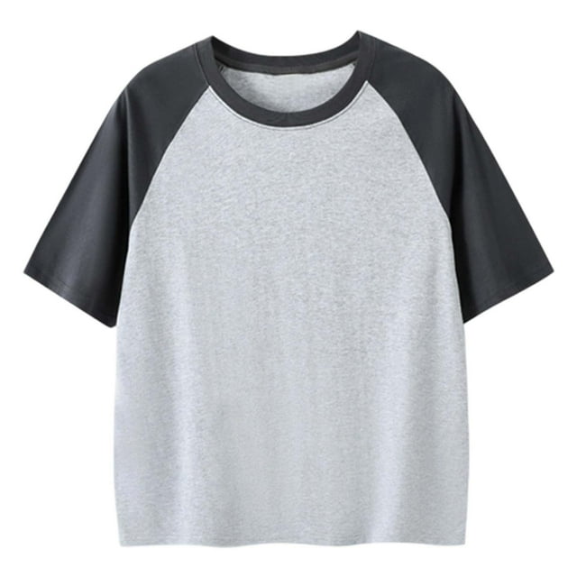 T-shirt à Manches Courtes pour Grands Garçons, Tee-Shirt Raglan à Blocs de Couleur, Vêtements d'Été Décontractés pour Enfants, Taille 8-9T