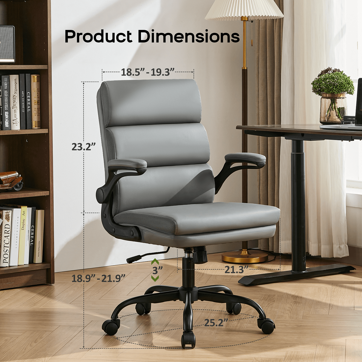 TMV Ergonomic High Back Gaming Chair - Adjustable Desk Office Chair with Lumbar Support, Perfect as Computer Desk Chair，Grey