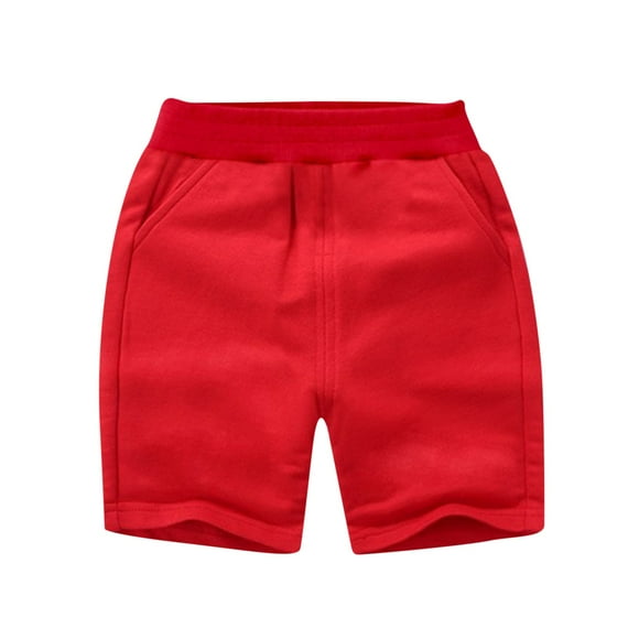 Posijego Toddler Cotton Shorts Solid Color Elastic Waist Jogger Shorts Casual Summer Shorts for Boys Girls