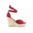 thumbnail image 3 of BLISSFUL STEP Sandales Espadrilles pour Femmes à Lacets avec Bride à la Cheville Rouges (Taille 8,5), 3 of 8