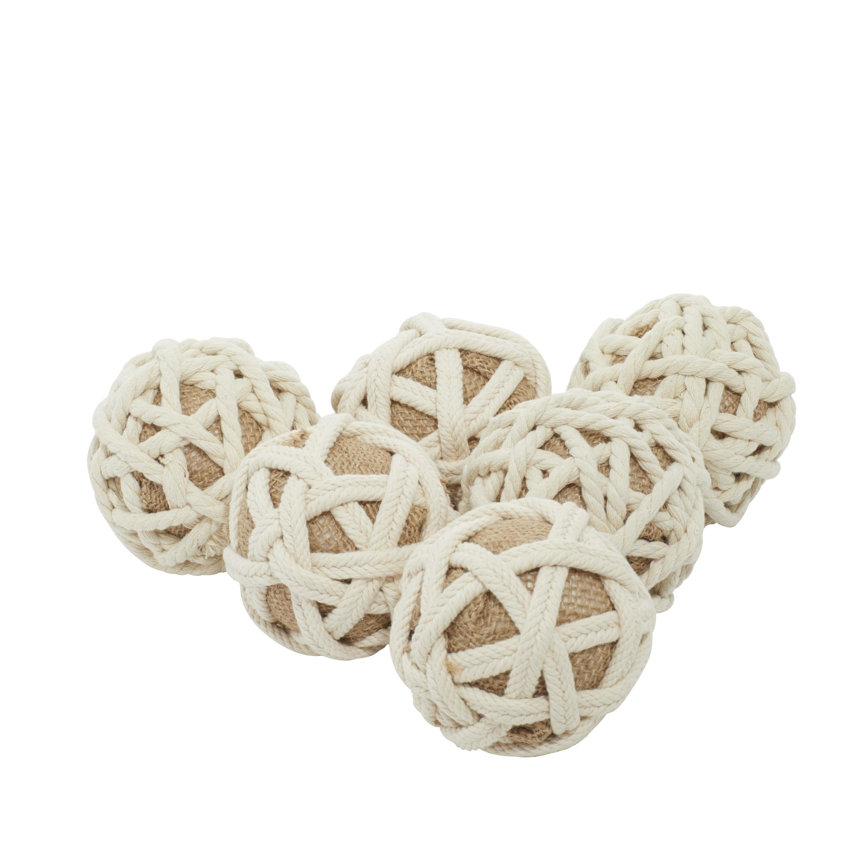 DecMode Brown 4" Handmade Woven Jute Rope Orbs & Vase Filler (6 Count)