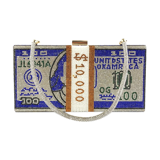 Dollar Evening Classic Party Clutch Monedero para mujer Cena Viajes al aire Azul Zulema monederos de embrague de dinero
