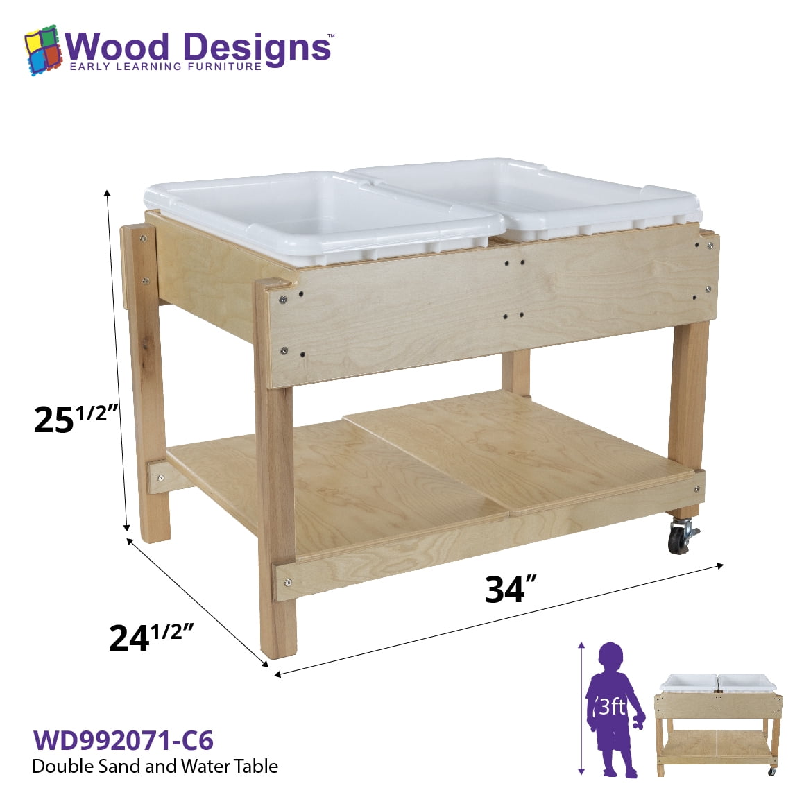Wood Designs Children Dual Sand and Water Play Table