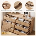 thumbnail image 3 of Ktaxon Fluted 6 Drawer Double Dresser Wood Dresser Storage Cabinet Drawer Organizer Chest of Drawers for Bedroom, Oak, 3 of 10