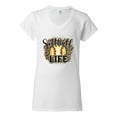 thumbnail image 3 of Softball Life Animal Print Girl Sports Women's Standard V-Neck Tee, White, Small, 3 of 5