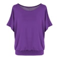 thumbnail image 2 of Weikingp Basic Tees For Women Womens Summer Tops Batwing Sleeve Oversized Solid Color T Shirt Women's Crew Neck Top Tshirts Shirts For Women Purple S, 2 of 5