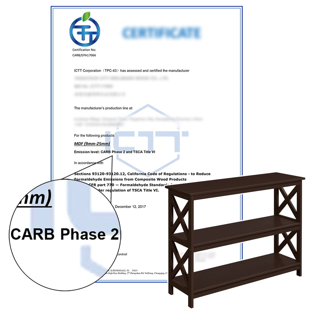 Alden Design 3-Tier X-Design Console Table with Storage Shelves, Espresso