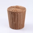 thumbnail image 3 of Cubo de almacenamiento de plástico tejido, cesta de almacenamiento creativa con tapa, bote de basura de escritorio, cesta de almacenamiento para sala de estar, dormitorio y baño, 3 of 5