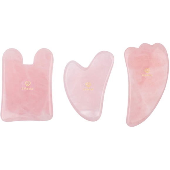 Rose Quartz Gua Sha Facial Tool Set by | 3 in 1 Premium Guasha Kit | 100% Real Rose Quartz Crystal | Anti-aging Beauty Therapy for Massage and Skin Rejuvenation (rose quartz)