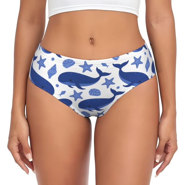Fotbe Whale Calzones Estampados para Mujer – Ropa Interior de Algodón, Cómoda, Suave y Elástica-X-Small