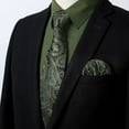 thumbnail image 4 of HISDERN Mens Long Sleeve Dress Shirt with Matching Tie and Handkerchief Set Formal Green Button Down, 4 of 10