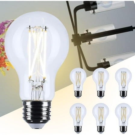 Satco S12469 LED A19 Light Bulbs 10.5W 120V 3500K High Lumen E26 Medium Base Dimmable (6 Pack)