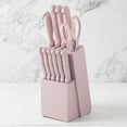 thumbnail image 5 of Basic Essentials 12 Piece Stainless Steel Kitchen Knife Set with Wood Block, Pink, 5 of 13