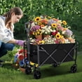 thumbnail image 2 of 380LBS Collapsible Foldable Wagon Cart, Garden Beach Cart with All-Terrain Wheels and Drink Holders for Camping, Garden, Sports, Picnic, Shopping-Black, 2 of 8
