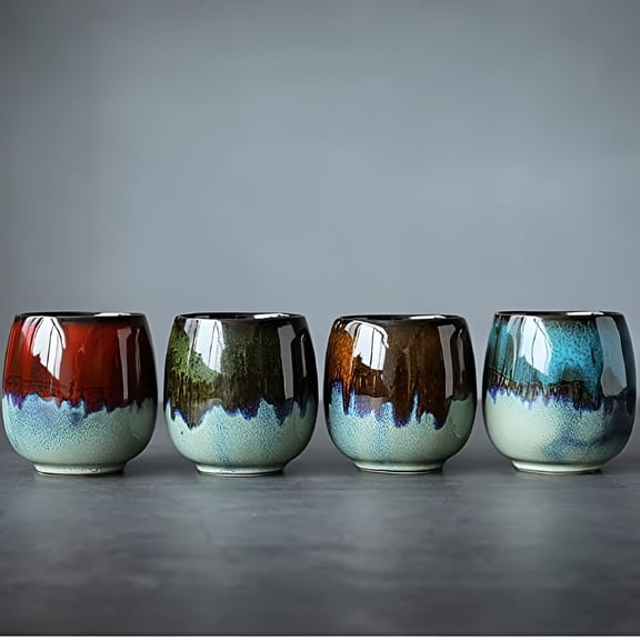 ACDANC Espresso Cups Small Coffee Cup Spirits Cups Tasting Cups Ceramic Mate Cup Set of 4 (4 colors)