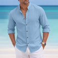 thumbnail image 2 of jjayotai Men's Henley Shirts Casual Long Sleeve Button down Shirts Loose Fit Beach Shirts 2026 Summer Vacation, 2 of 6