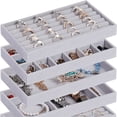 thumbnail image 2 of Stackable Jewelry Organizer Trays Drawer Insert Velvet Earring Display Box Ring Holder Necklace Case Storage for Bracelet Brooch style 01, 2 of 6