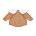 thumbnail image 3 of Autumn Baby Girls Cute Rompers Ruffles Collar Long Sleeve Solid Color Button Jumpsuits Clothes Black 6-12 Months, 3 of 7