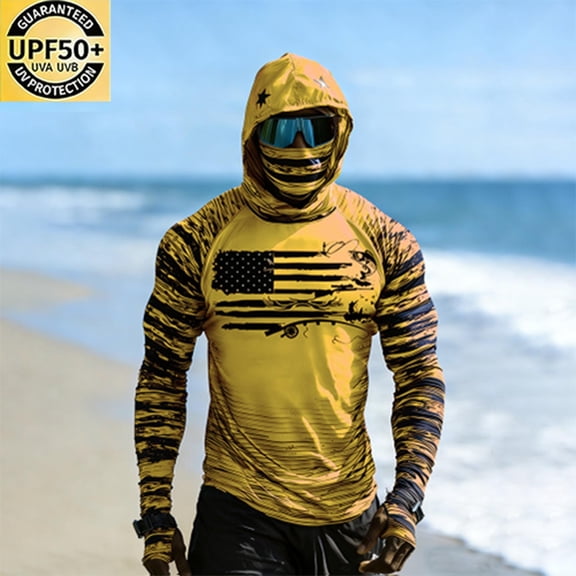 Yaoyar Fishing Shirts for Men Novelty Fish Graphic Long Sleeve Shirt UPF 50 UV Sun Protection SPF Tops for Workout Hiking