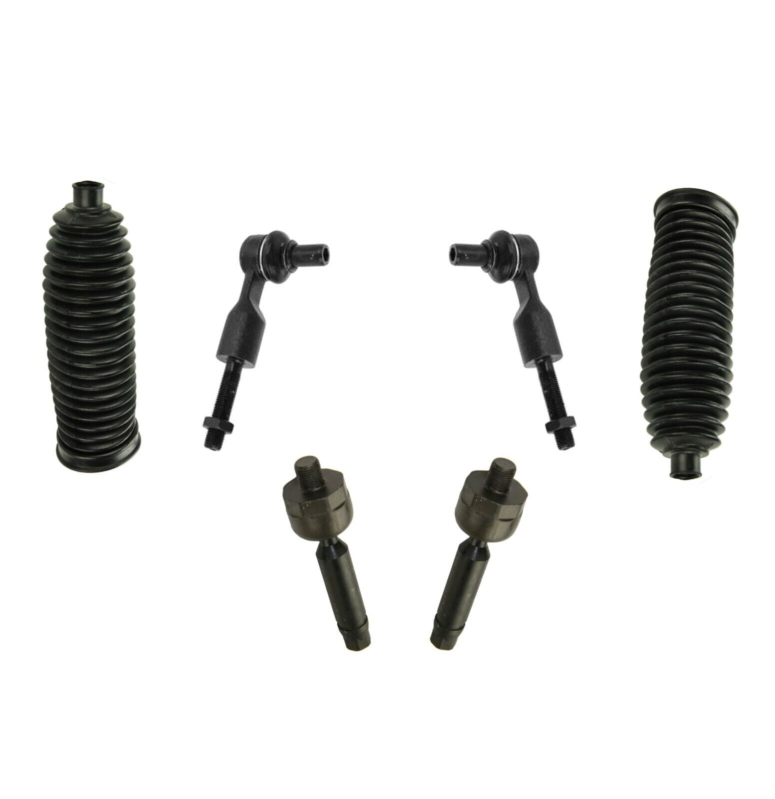6 Pc Front Steering Kit Tie Rod Linkages Rack and Pinion Bellow Boots