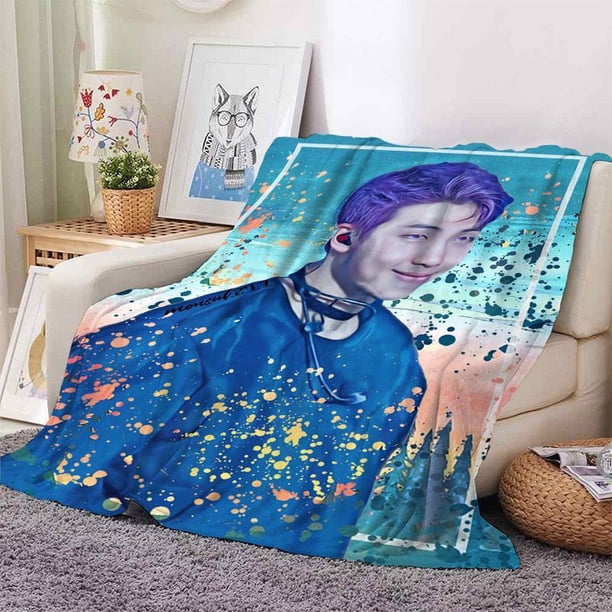 Manta Coreana Idol BTS Impresa Franela Estrella Suave Bangtan Boys Dormitorio Sofá Cama Decoración Moda Ventilador Regalo 11