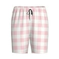 thumbnail image 4 of Naloa Pink Checkboard Men's Short Pajama Pants, Lounge Comfort Shorts with Elasticized Waistband and Side Pockets - Large, 4 of 9