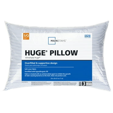 Mainstays Huge Overfilled Bed Pillow, Standard/Queen, 2 Pack