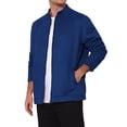 thumbnail image 4 of Men's Vintage Bomber Jacket Lightweight Stand Collar Zipper Casual Suede Jacket S Navy Blue, 4 of 6