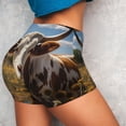 thumbnail image 4 of Balery Countryside Flower Cow Pantalones cortos de entrenamiento estampados para mujer, sin costuras, ajustados, para gimnasio, yoga, correr, deportes, ejercicio activo, fitness.-X-Large, 4 of 8