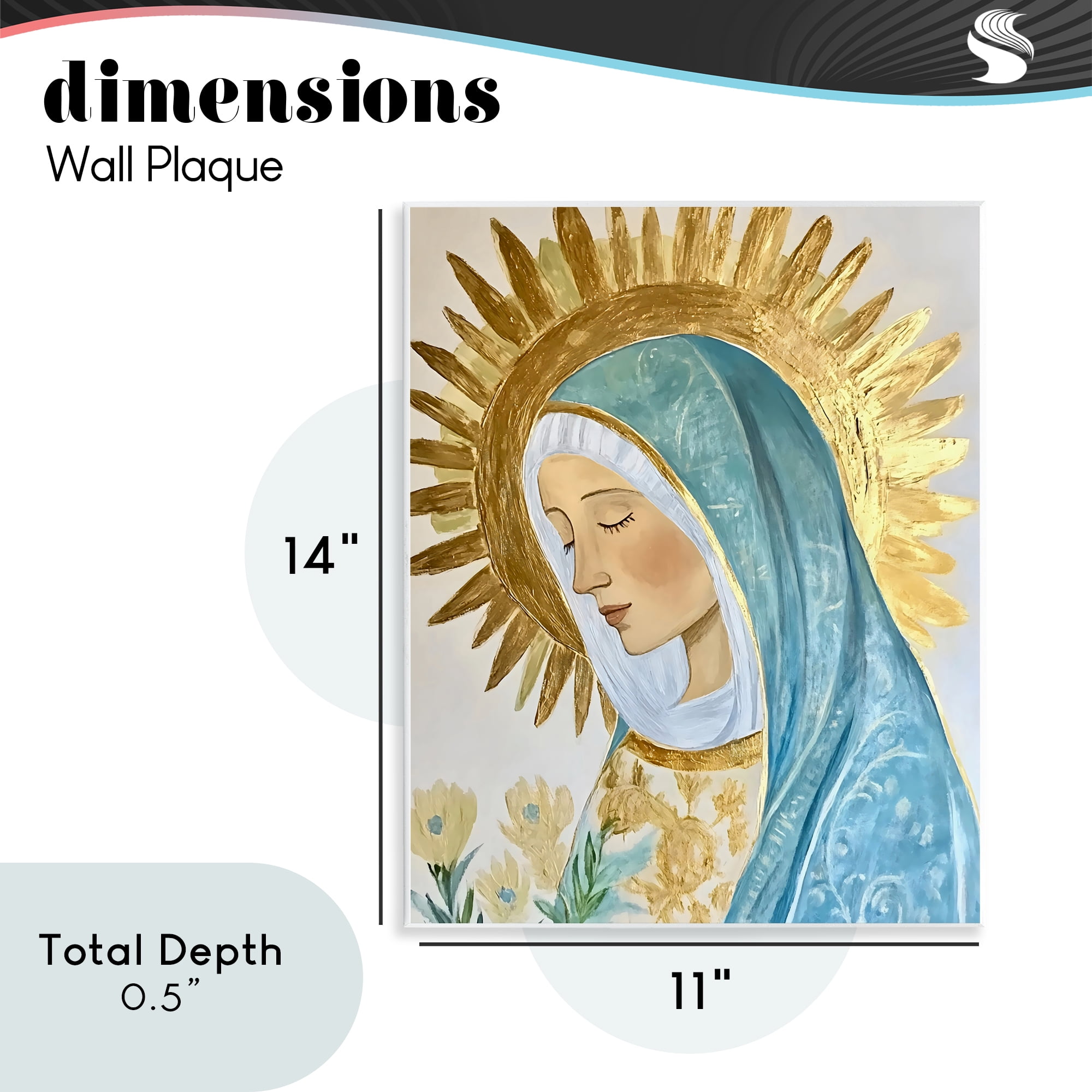 Holy Mary In Gold Wall Plaque Art, design by Franklyn Gregory