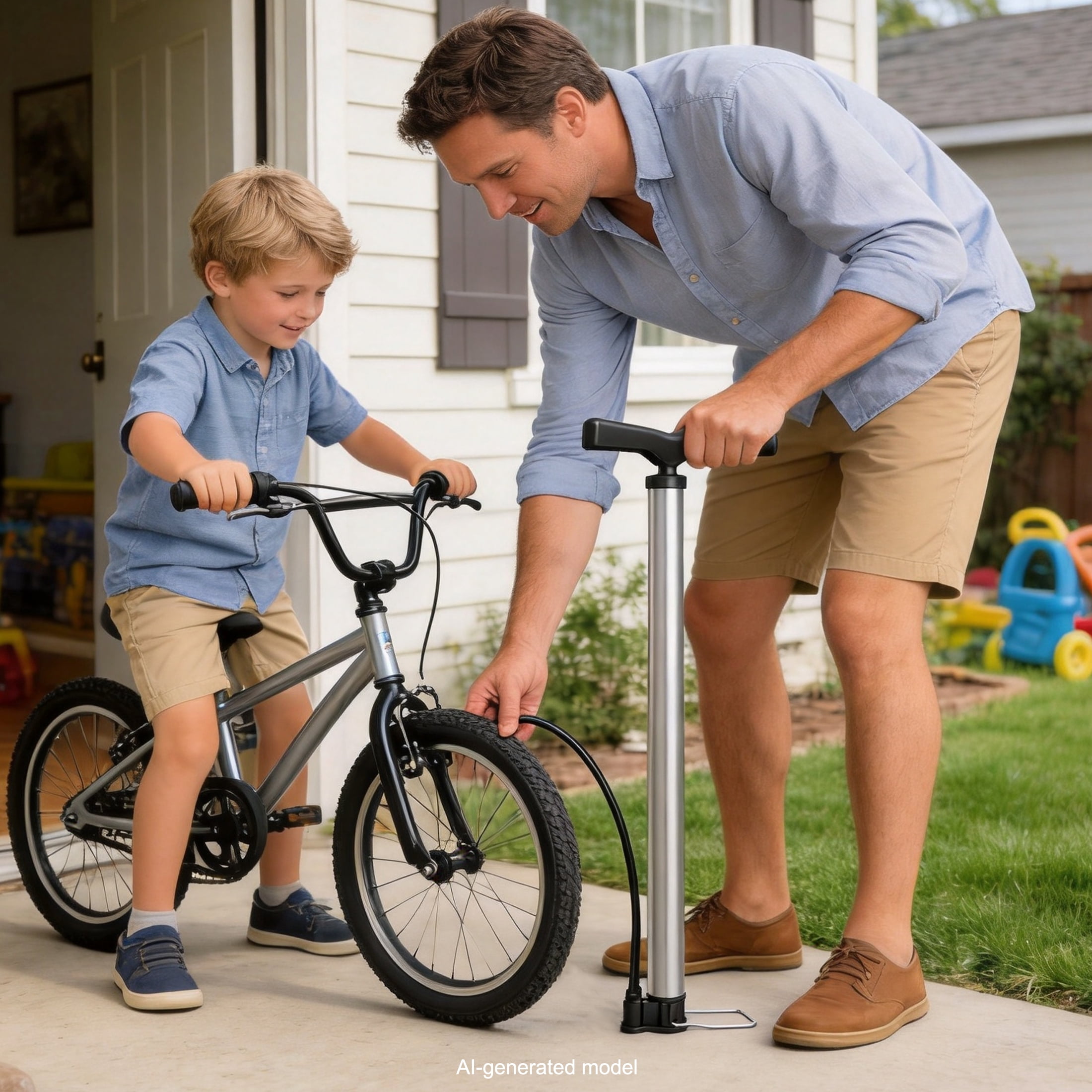 GARITIN Bike Pump, 140 PSI High Pressure Hand Air Pump with Dual Valve for Bikes Balls Inflatables