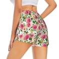 thumbnail image 2 of Uemuo Rose Flowers Pattern Women's Athletic Shorts High Waisted Running Shorts with Liner Pockets Gym Elastic Workout Shorts-Medium, 2 of 9