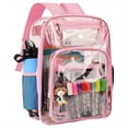thumbnail image 1 of Student Clear Backpack, Large Heavy Duty PVC Transparent Backpack, See Through With Reinforced Straps Backpack Clear Bookbag For School, Sports, Work, Travel, College,Grey Black Pink Purple, 1 of 5