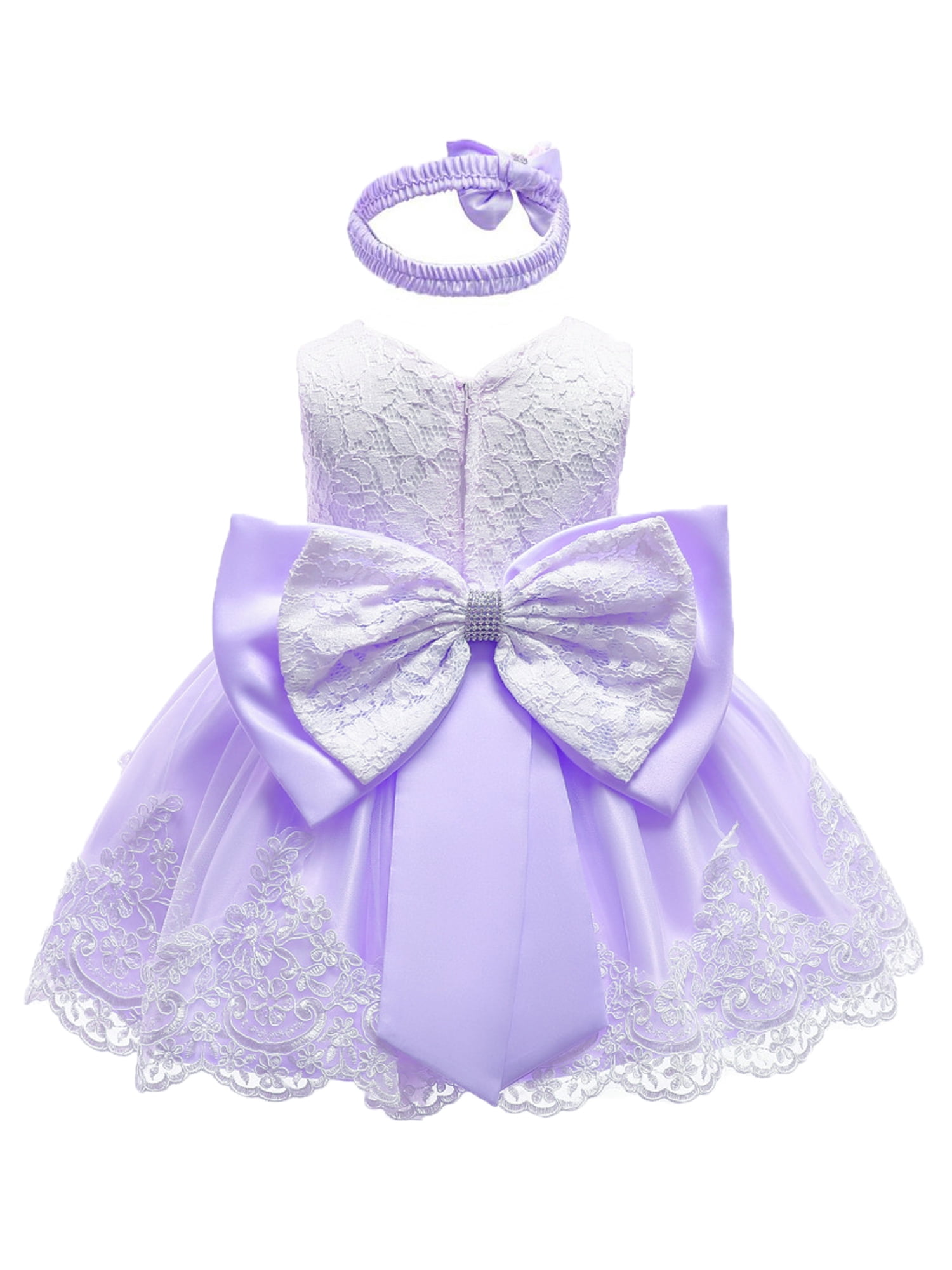 Kuriozud Baby Girl Formal Sleeveless Lace Bowknot Birthday Wedding Tutu Dress
