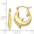 thumbnail image 2 of 10k Yellow Gold Sea Dolphin Ocean Fish Beach Nautical Hoop Earrings Animal Life, 2 of 6