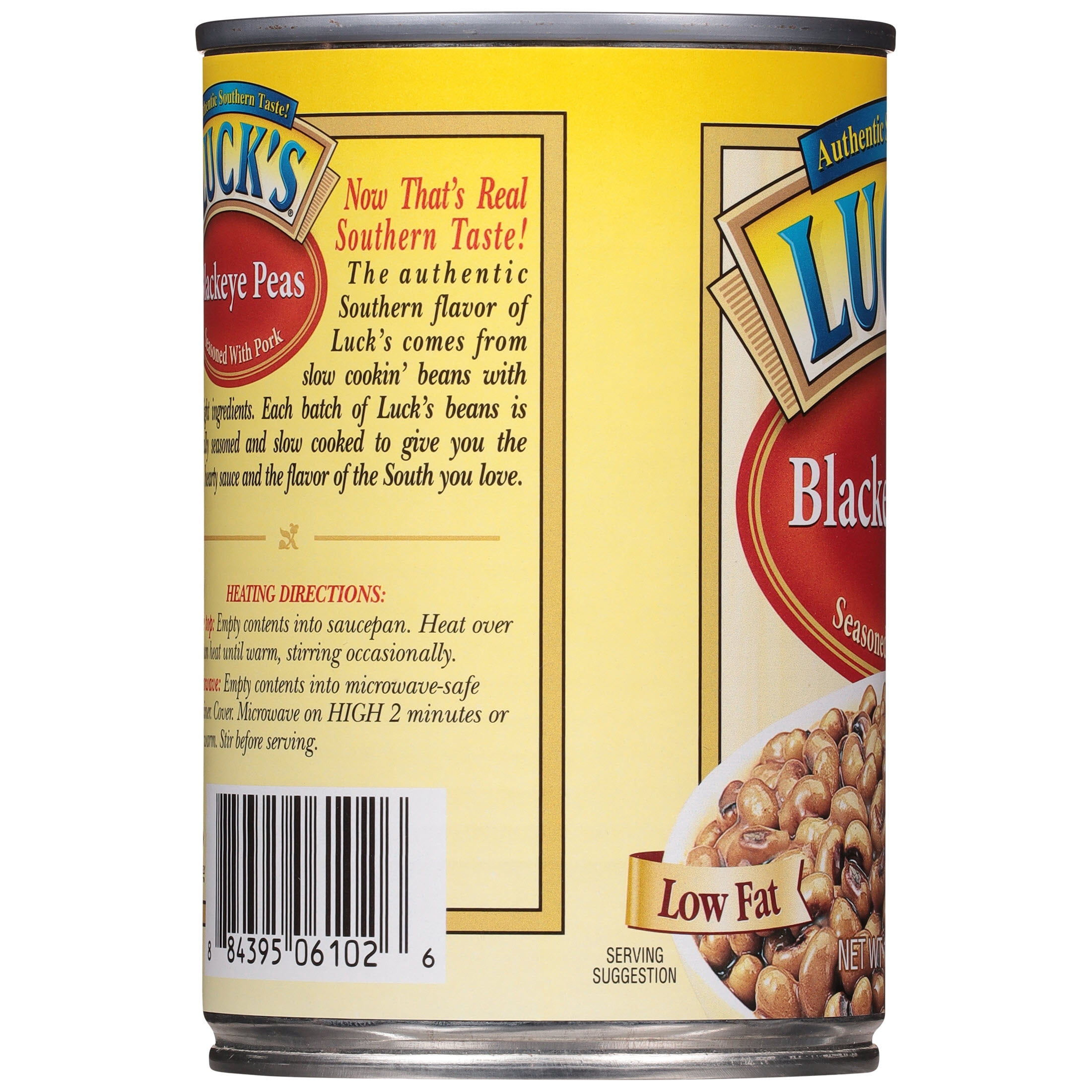 (8 pack) Luck's Blackeye Peas, Seasoned with Pork, 15oz Can