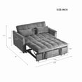 thumbnail image 4 of BSHTI 52.75-inch Pull-out Sleeper Sofa Bed, Velvet Upholstery, 3-Angle Adjustable Backrest, Storage Side Pocket, Twin-Size Loveseat Futon Sofa, Medium Gray, 4 of 15