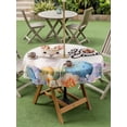 thumbnail image 3 of Happy Easter Outdoor Tablecloth - 60 Inch Round Dining Table Cover, Spring Watercolor Bunny Eggs Flowers Beige Waterproof Outdoor Table Cloth with Umbrella Hole & Zipper for Picnic/Patio/Party, 3 of 7