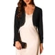 thumbnail image 1 of Cardigan corto de manga larga INSPIRE CHIC para mujer con cuello de contraste, bolero, blusas casuales de trabajo, color negro, 1 of 1