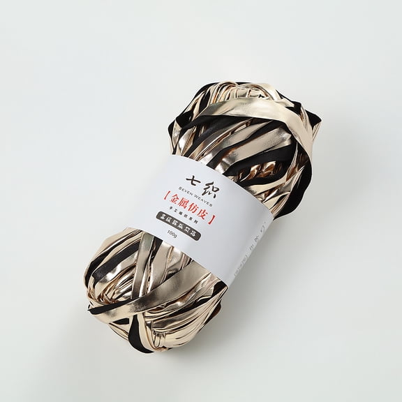 Zhuge 54.6 Yards 100g Shiny Metallic T-Shirt Yarn, Fabric Cloth Yarn for Crocheting, Knitting, Handmade Bag & Rug Weaving DIY Projects, Champ