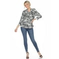 thumbnail image 4 of White Mark Women's Pleated 3/4 Sleeve Floral Print Blouse, 4 of 5