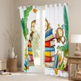 thumbnail image 3 of Cartoon Monkey Window Curtains Colorful Books Pattern Curtains for Bedroom Tropical Palm Tree Draperies for Living Room Kawaii Wild Animal Window Treatment Curtains Set of 2 Panels,52Wx84L, 3 of 6