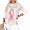 thumbnail image 5 of YOIAVAIOY Beige Pink Scrub Tops for Women Ribbon Breast Cancer Awareness Scrubs Comfortable Lightweight Nursing Uniforms V-neck Short Sleeve Working Uniforms Shirt with Pockets L, 5 of 5