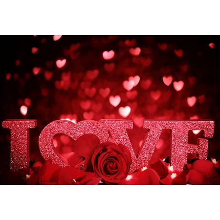 HelloDecor 5x7ft Valentine's Day Photography Backdrops Red Love Background for Photo Booth for Wedding Backdrop Shooting