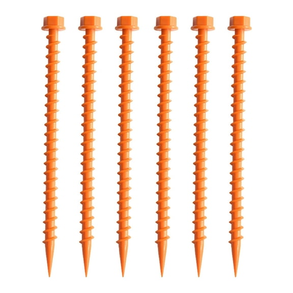 6Pcs 26.6CM Screw-in Tent Stake Heavy Duty Outdoor Garden Yard Camping Tarp Canopy Windproof Ground Spike Plastic Tent Peg