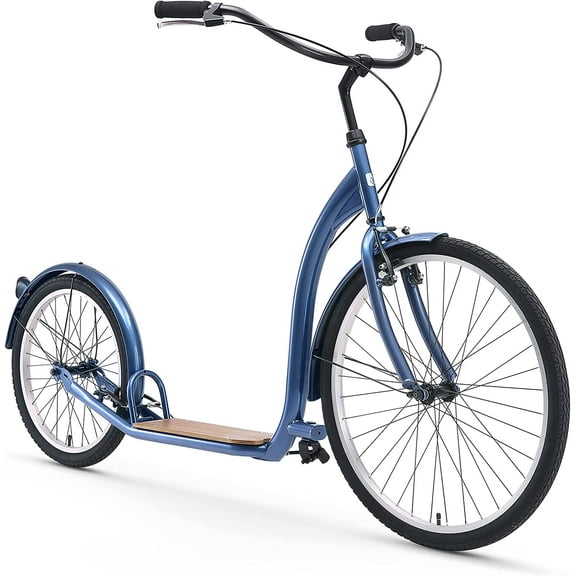 sixthreezero Around the Block Adult Kick Scooter, Single-Speed, 26 In. Front and 20 In. Back Wheels, Navy
