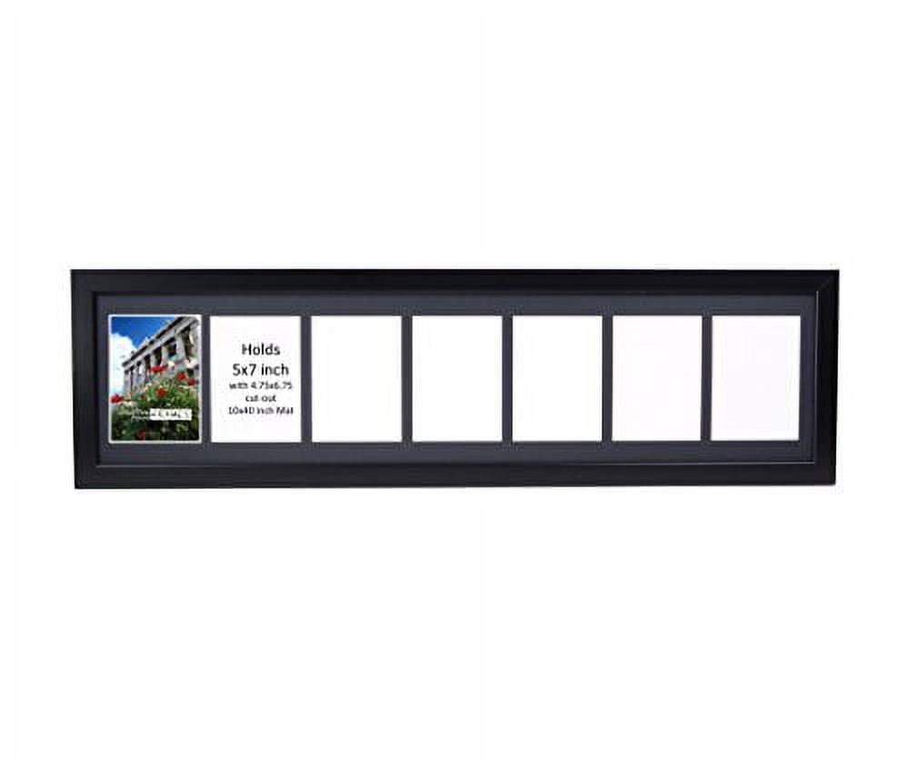 CreativePF- 7 Opening Black Picture Frame Holds 5 by 7-inch Media with 10x40-inch Black Mat Collage Including Full Strength Glass, Alphabet Photography