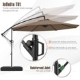 thumbnail image 4 of Gymax 10 FT Offset Hanging Umbrella w/ Base Patio Cantilever Umbrella 360° Rotation Taupe, 4 of 8
